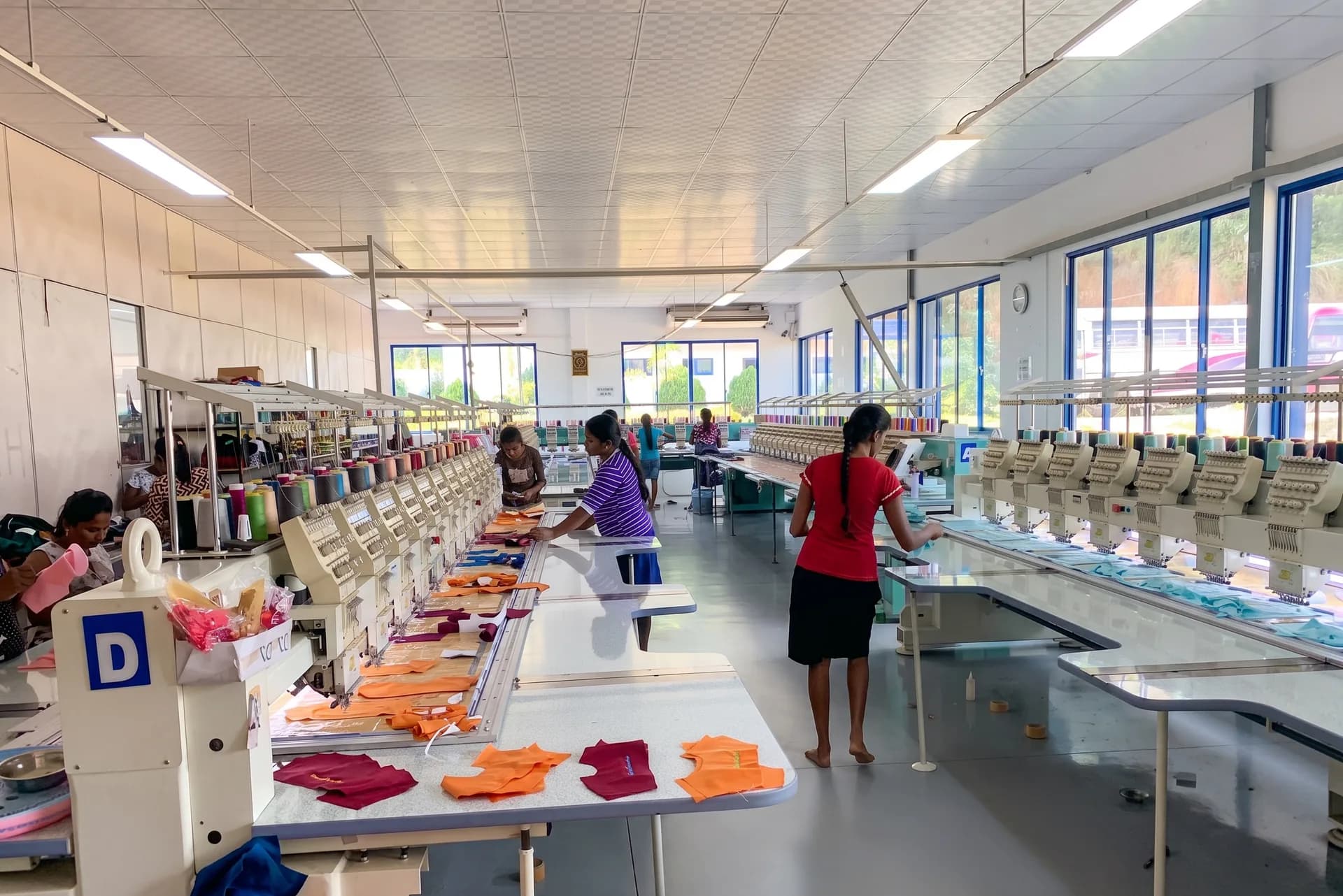Multi-head embroidery machines at Dewmini Apparel